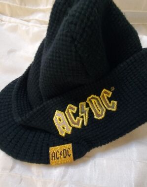 AC/DC Black Knit Beanie with Gold Logo